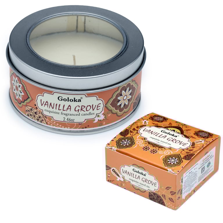 Goloka Vanilla Grove Wax Candle - Sustainable Paraffin Soy Palm Wax Blend, 6 Hour Burn Time