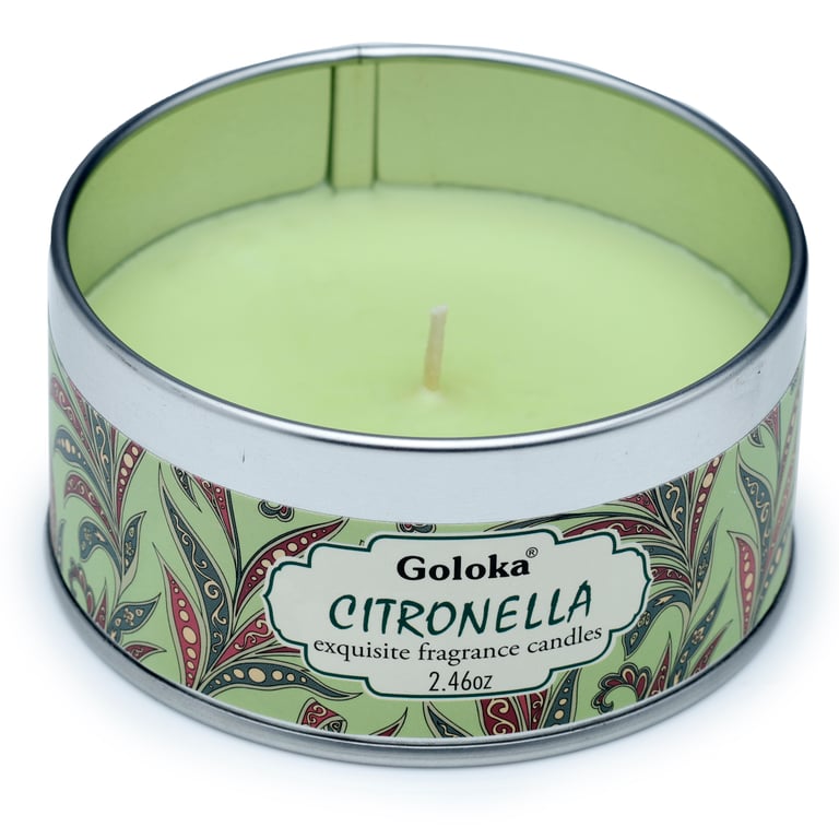 Goloka Paraffin Soy Palm Wax Citronella Candle Tin - 6 Hour Burn Time, Ethical Sustainable