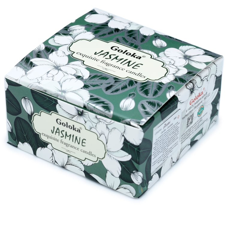 Goloka Jasmine Wax Candle Tin - Ethical Palm Oil Soy Wax Blend, 6-Hour Burn Time