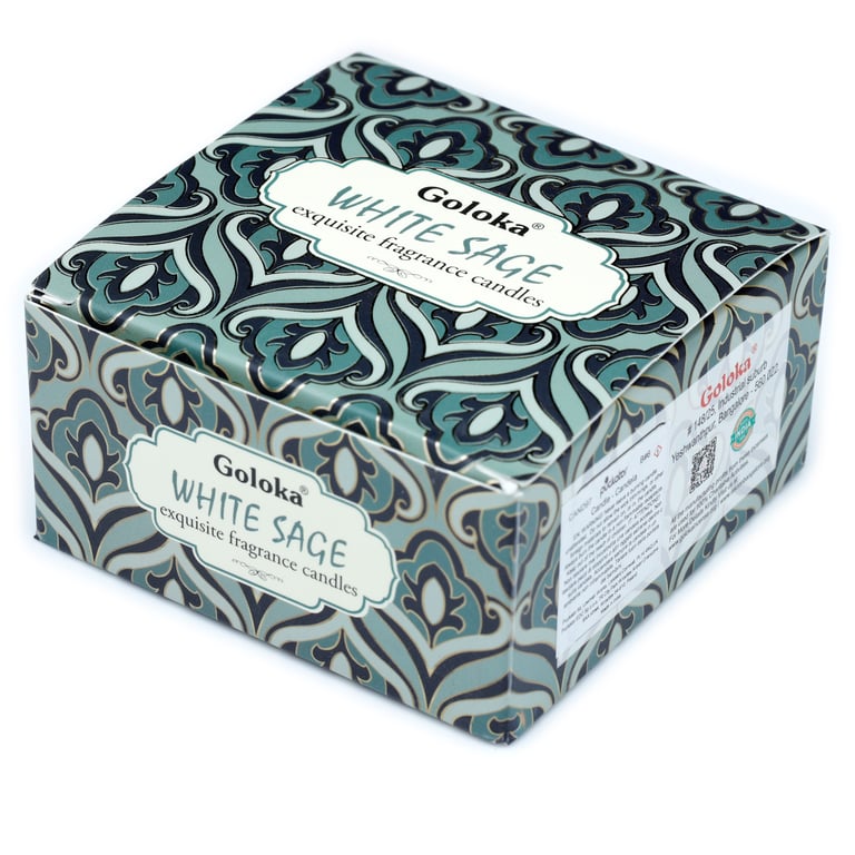 Goloka White Sage Wax Candle Tin - Sustainable Soy & Paraffin Blend, 6 Hour Burn Time