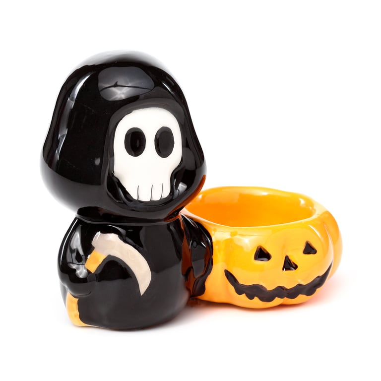 Dolomite Ceramic Skull Boy Tea Light Holder - Halloween Decoration