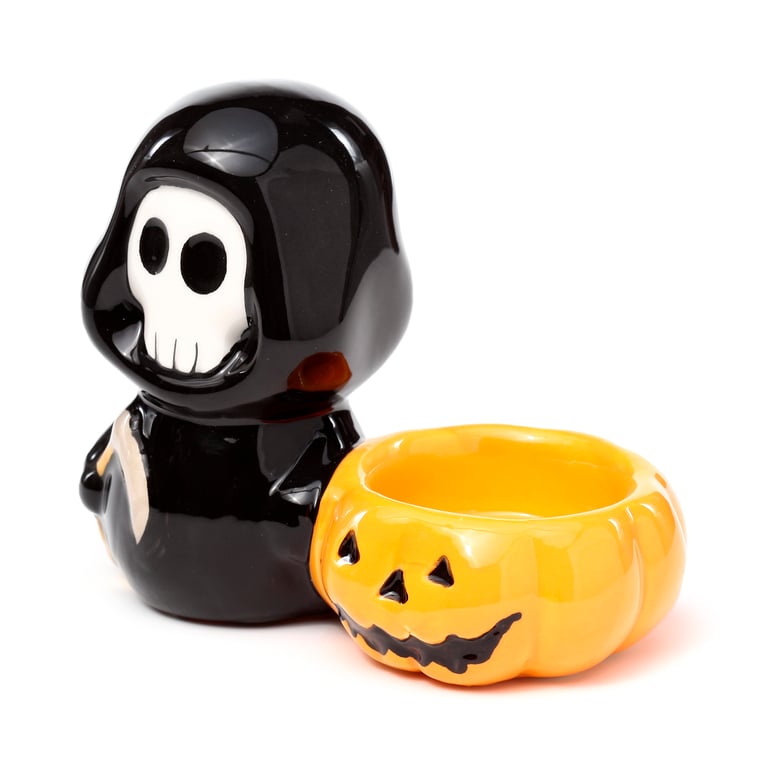 Dolomite Ceramic Skull Boy Tea Light Holder - Halloween Decoration