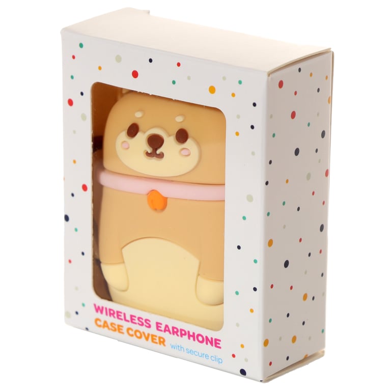 Wireless Earphone Silicone Case Cover - Shiba Inu Dog Snaps Securely