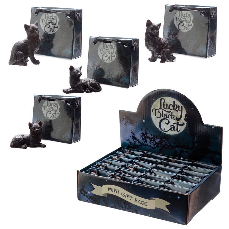 Resin Lucky Cat Figurine Collectable Ornament in Mini Gift Bag