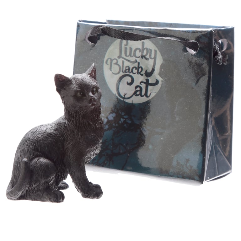 Resin Lucky Cat Figurine Collectable Ornament in Mini Gift Bag
