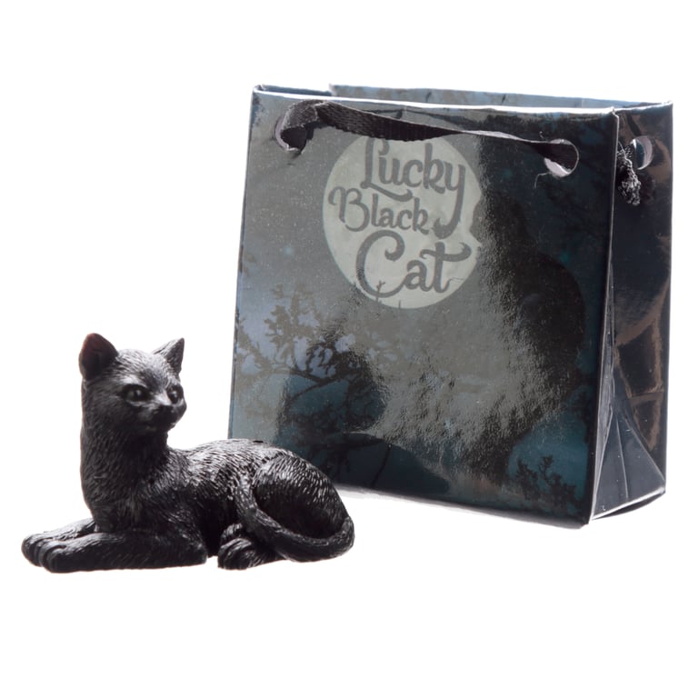 Resin Lucky Cat Figurine Collectable Ornament in Mini Gift Bag