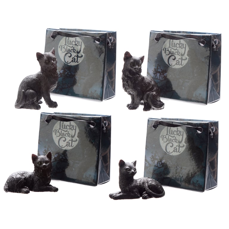 Resin Lucky Cat Figurine Collectable Ornament in Mini Gift Bag