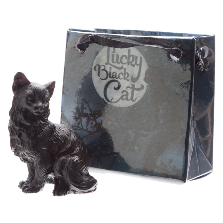 Resin Lucky Cat Figurine Collectable Ornament in Mini Gift Bag