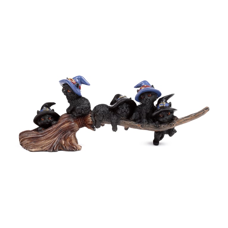 Resin Witch Playing on Broomstick - Halloween Home Decor