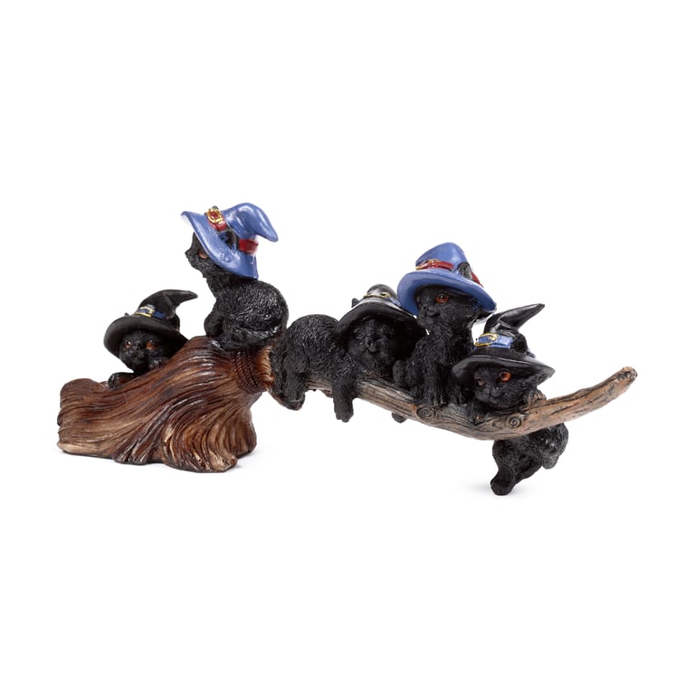 Resin Witch Playing on Broomstick - Halloween Home Decor