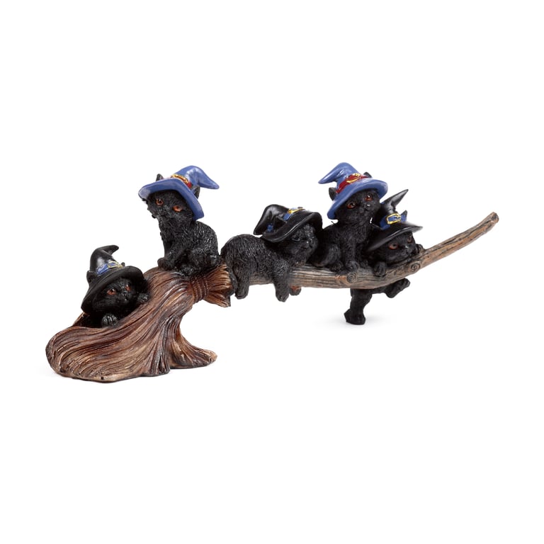 Resin Witch Playing on Broomstick - Halloween Home Decor