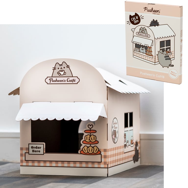 Pusheen Licensed Cardboard Cat Den Playhouse - Corrugated & Kraft Paper Construction
