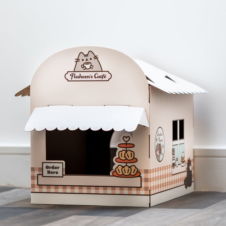 Pusheen Licensed Cardboard Cat Den Playhouse - Corrugated & Kraft Paper Construction
