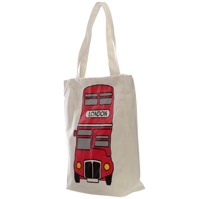 Handy Cotton Zip Up Shopping Bag - Reusable London Bus Design