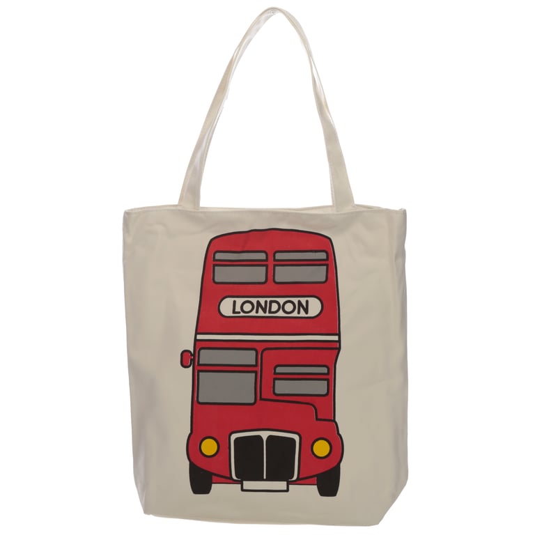Handy Cotton Zip Up Shopping Bag - Reusable London Bus Design