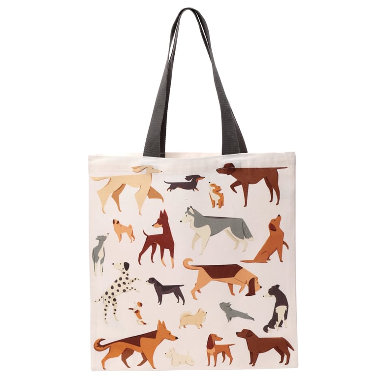 Handy Shopping Bag - Reusable Cotton Polyester Bark Dogs Tote No Zip