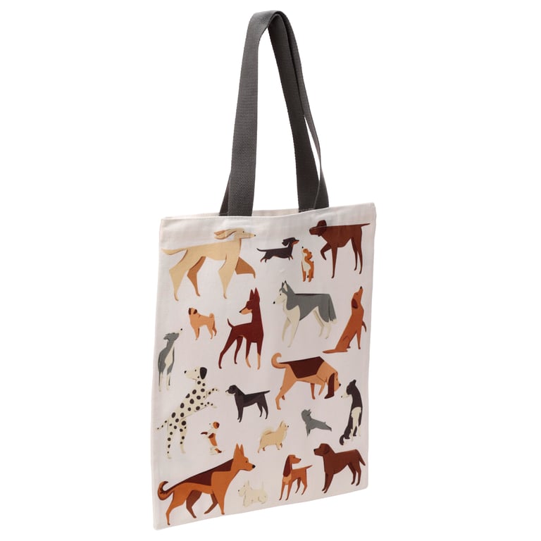 Handy Shopping Bag - Reusable Cotton Polyester Bark Dogs Tote No Zip