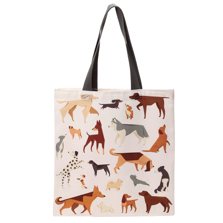 Handy Shopping Bag - Reusable Cotton Polyester Bark Dogs Tote No Zip