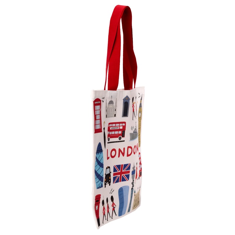 London Souvenir Reusable Cotton Polyester Tote Bag - Handy Shopping Bag