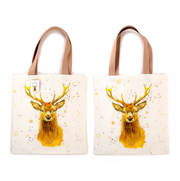 Jan Pashley Stag Reusable Cotton Polyester Tote Bag - Hand Washable and Licensed