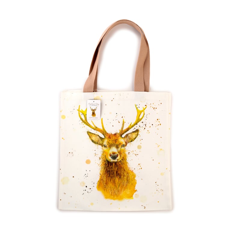Jan Pashley Stag Reusable Cotton Polyester Tote Bag - Hand Washable and Licensed