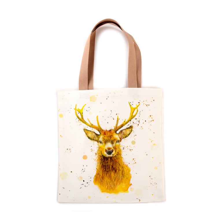 Jan Pashley Stag Reusable Cotton Polyester Tote Bag - Hand Washable and Licensed