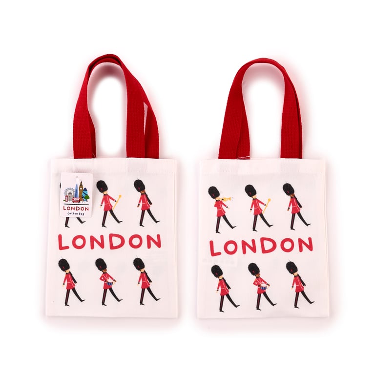 London Souvenir Guardsman Tote Bag - Reusable Cotton Polyester Blend Hand Wash