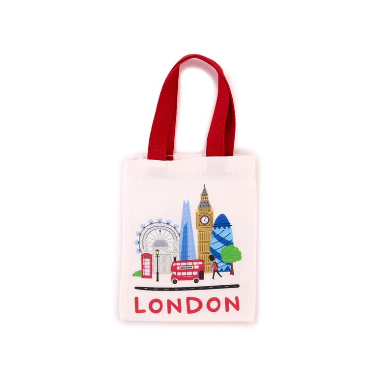 London Small Reusable Cotton Polyester Tote Bag - Hand Washable Souvenir