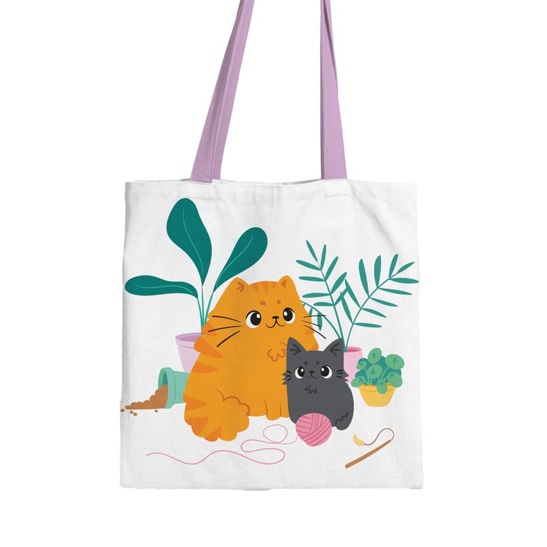 Cotton Polyester Tote Bag - Reusable Shopping Bag for Cats