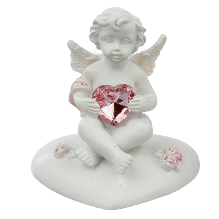 Peace of Heaven Cherub - Heart of the Rose Resin Collectable Angel Statue for Home Decor