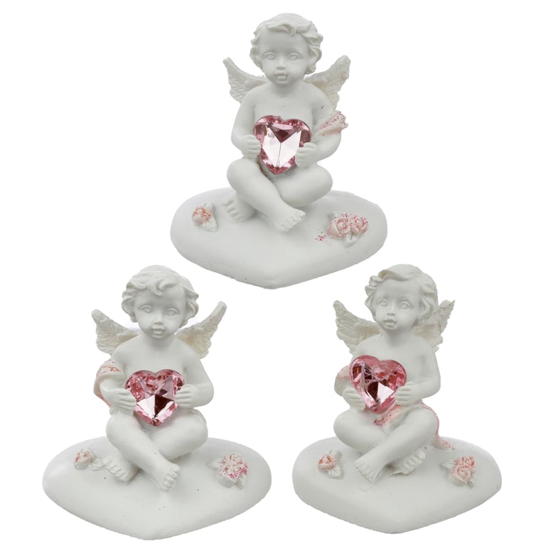 Peace of Heaven Cherub - Heart of the Rose Resin Collectable Angel Statue for Home Decor