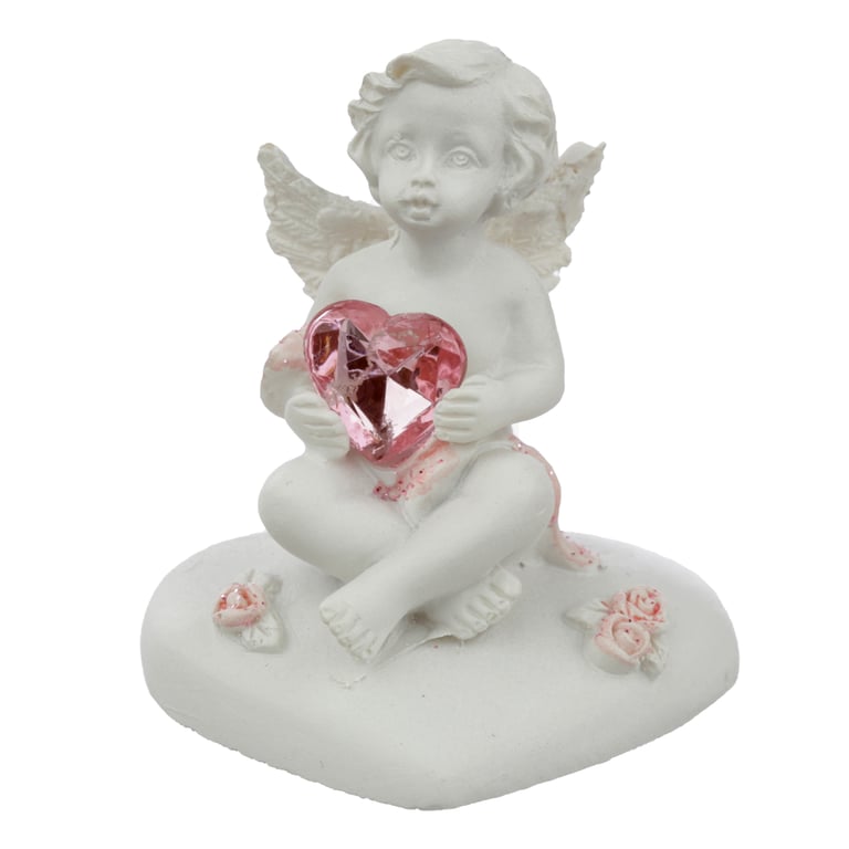 Peace of Heaven Cherub - Heart of the Rose Resin Collectable Angel Statue for Home Decor