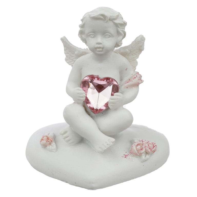 Peace of Heaven Cherub - Heart of the Rose Resin Collectable Angel Statue for Home Decor