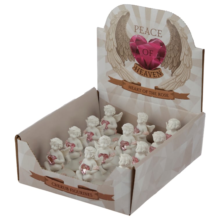 Peace of Heaven Cherub - Heart of the Rose Resin Collectable Angel Statue for Home Decor