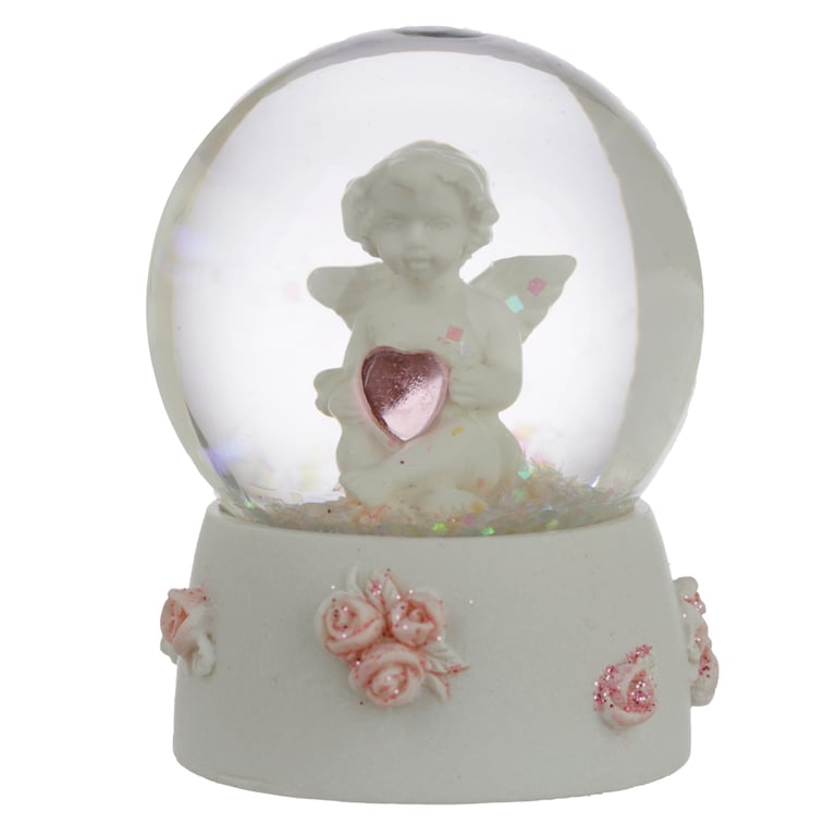 Resin Cherub Figurine Sweet Dreams Glass Snow Globe Home Accent Decoration