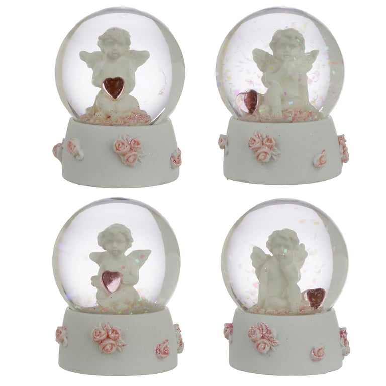 Resin Cherub Figurine Sweet Dreams Glass Snow Globe Home Accent Decoration