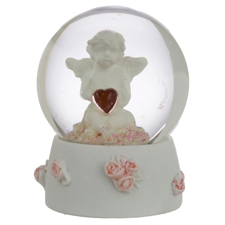 Resin Cherub Figurine Sweet Dreams Glass Snow Globe Home Accent Decoration