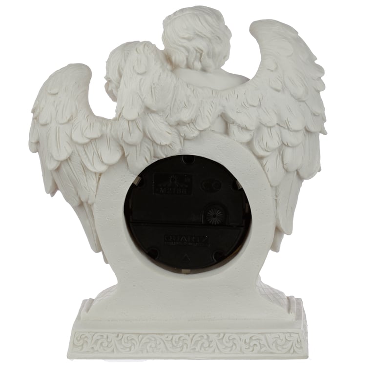 Peace of Heaven Cherub Resin Mantle Clock - Endless Love Design, AA Battery Powered