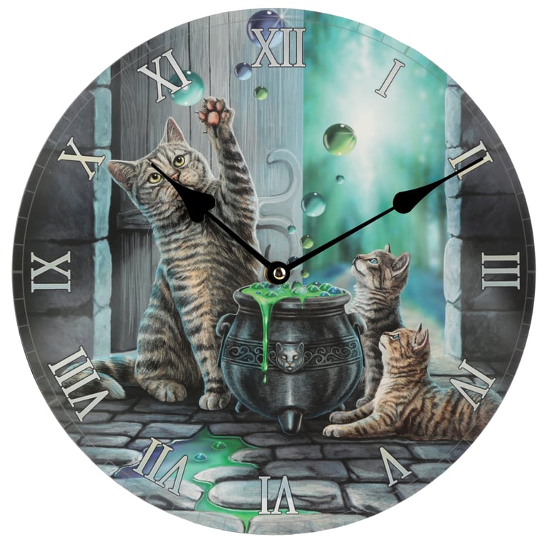 Lisa Parker Hubble Bubble Cat & Kitten Licensed MDF Wall Clock - Battery Operated and Mountable