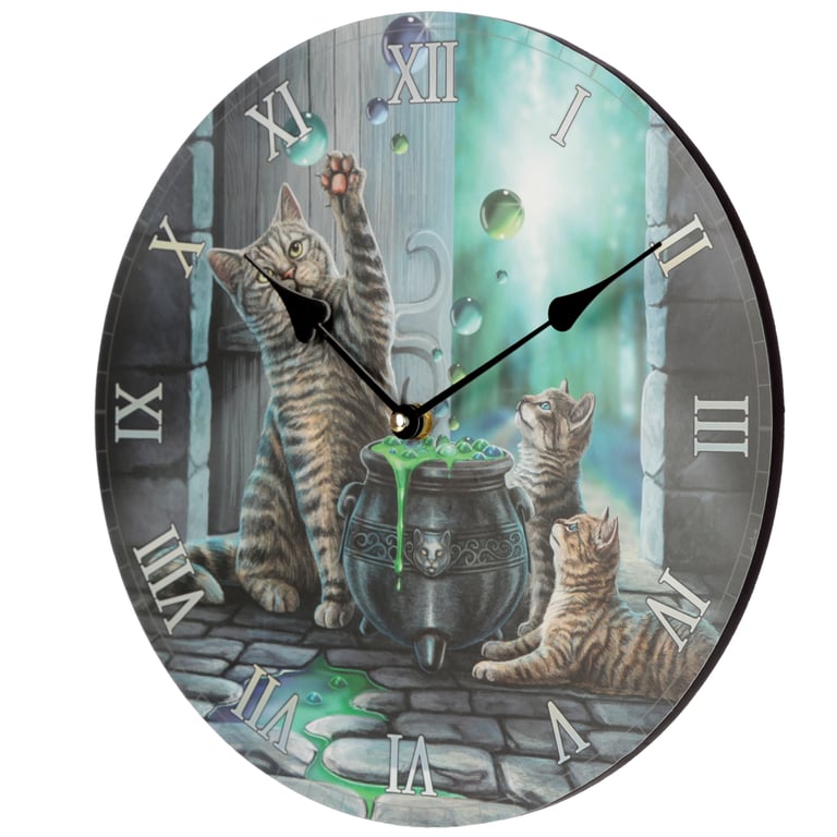 Lisa Parker Hubble Bubble Cat & Kitten Licensed MDF Wall Clock - Battery Operated and Mountable
