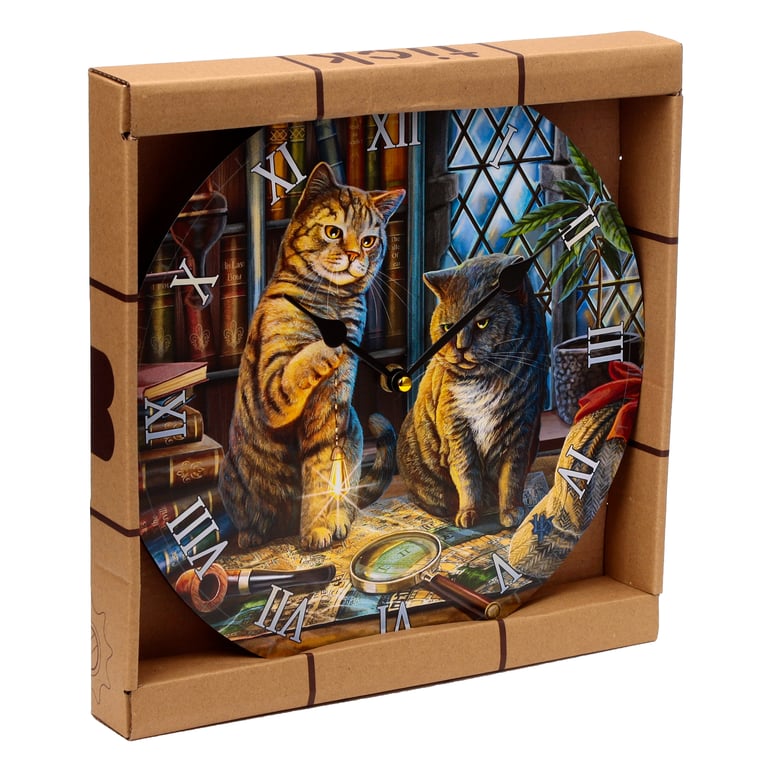 Lisa Parker Purrlock Holmes Cat Wall Clock - MDF, Battery Operated, Licensed Design