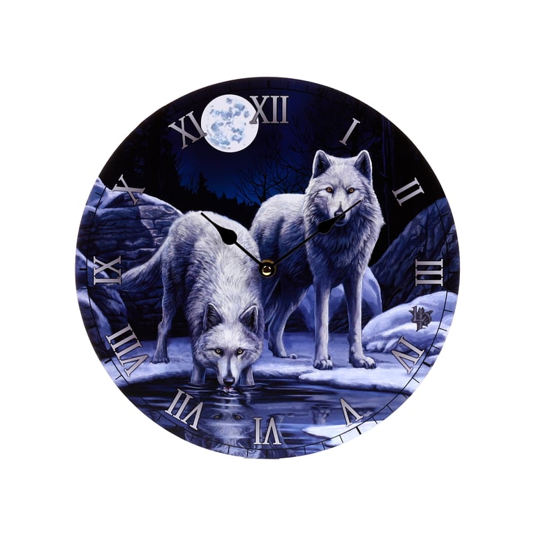 Lisa Parker Warriors of Winter Wolf Licensed MDF Wall Clock - Battery Operated and Mountable