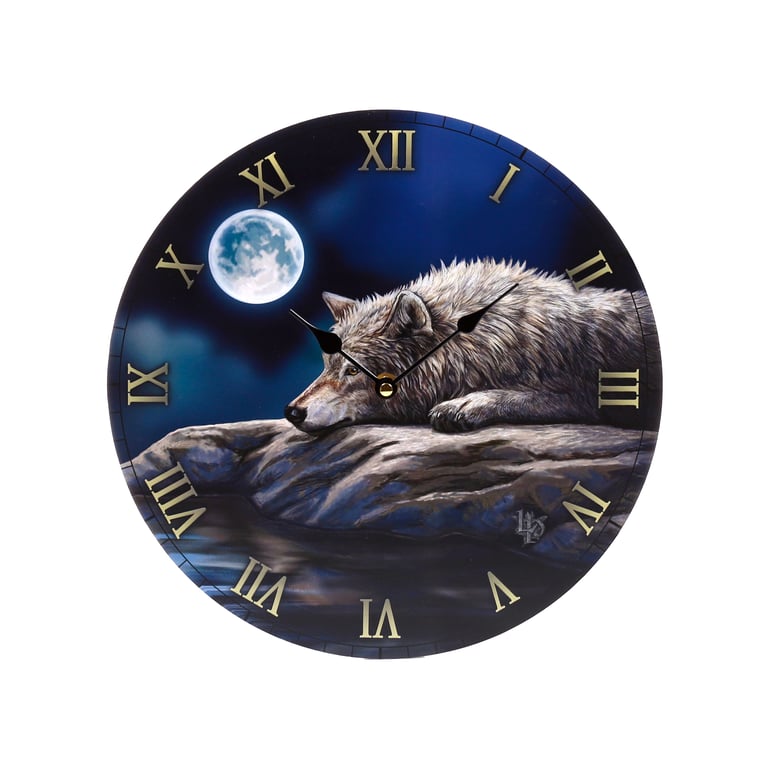 Lisa Parker Quiet Reflection Wolf MDF Battery Operated Wall Clock