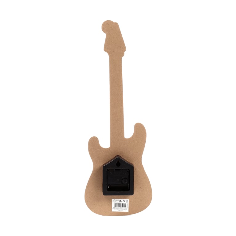 Guitar Shaped MDF Wall Clock - Battery Operated & Mountable Home Decor