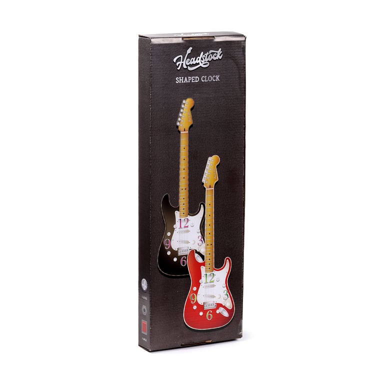 Guitar Shaped MDF Wall Clock - Battery Operated & Mountable Home Decor