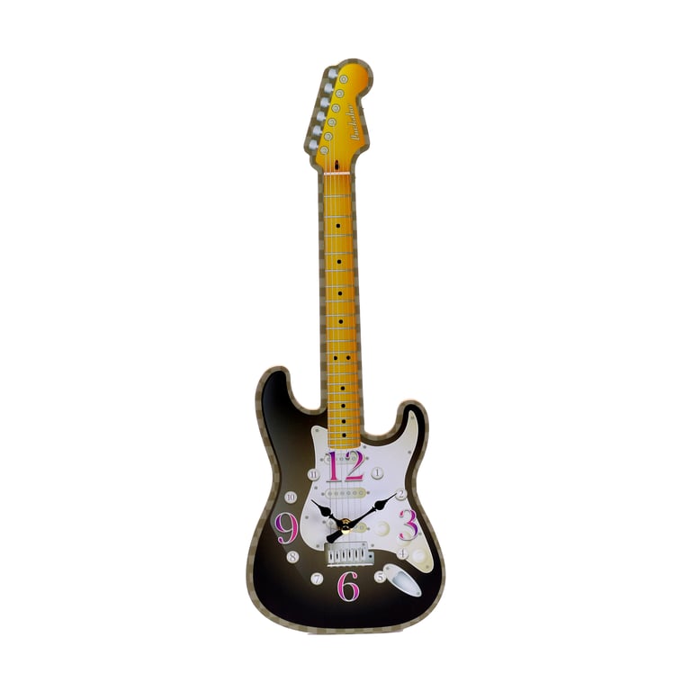 Guitar Shaped MDF Wall Clock - Battery Operated & Mountable Home Decor