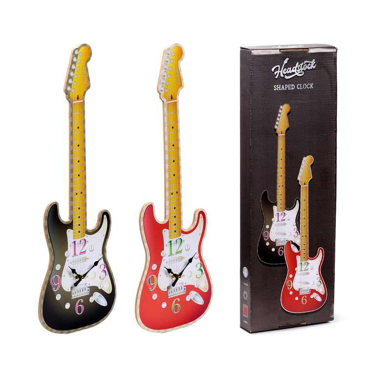 Guitar Shaped MDF Wall Clock - Battery Operated & Mountable Home Decor