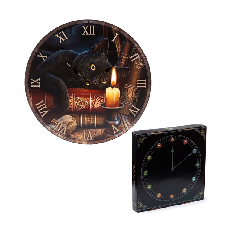 Lisa Parker Witching Hour Cats MDF Wall Clock - Battery Operated and Mountable
