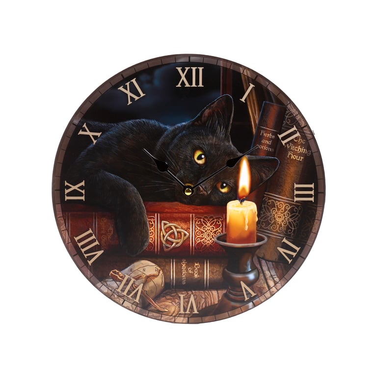 Lisa Parker Witching Hour Cats MDF Wall Clock - Battery Operated and Mountable