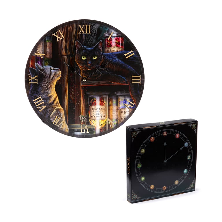 Lisa Parker Magical Emporium Cats MDF Battery Operated Wall Clock - Home Decor